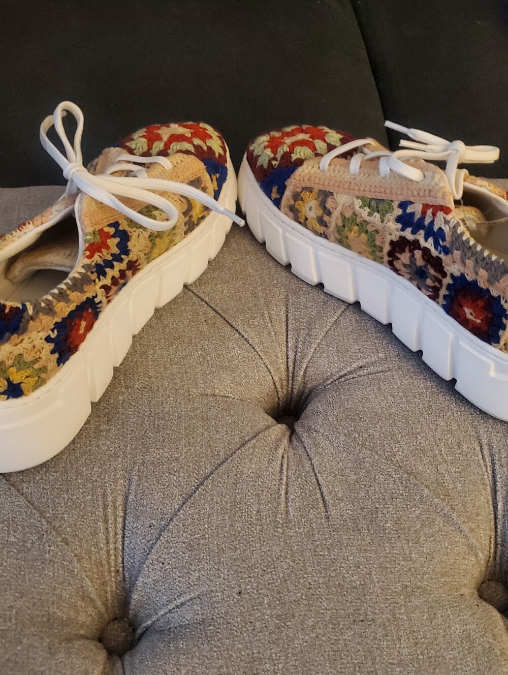 Free People Catch Me If You Can Woven Crochet Lace-Up Sneakers - Multicolor NWT - Picture 3 of 12